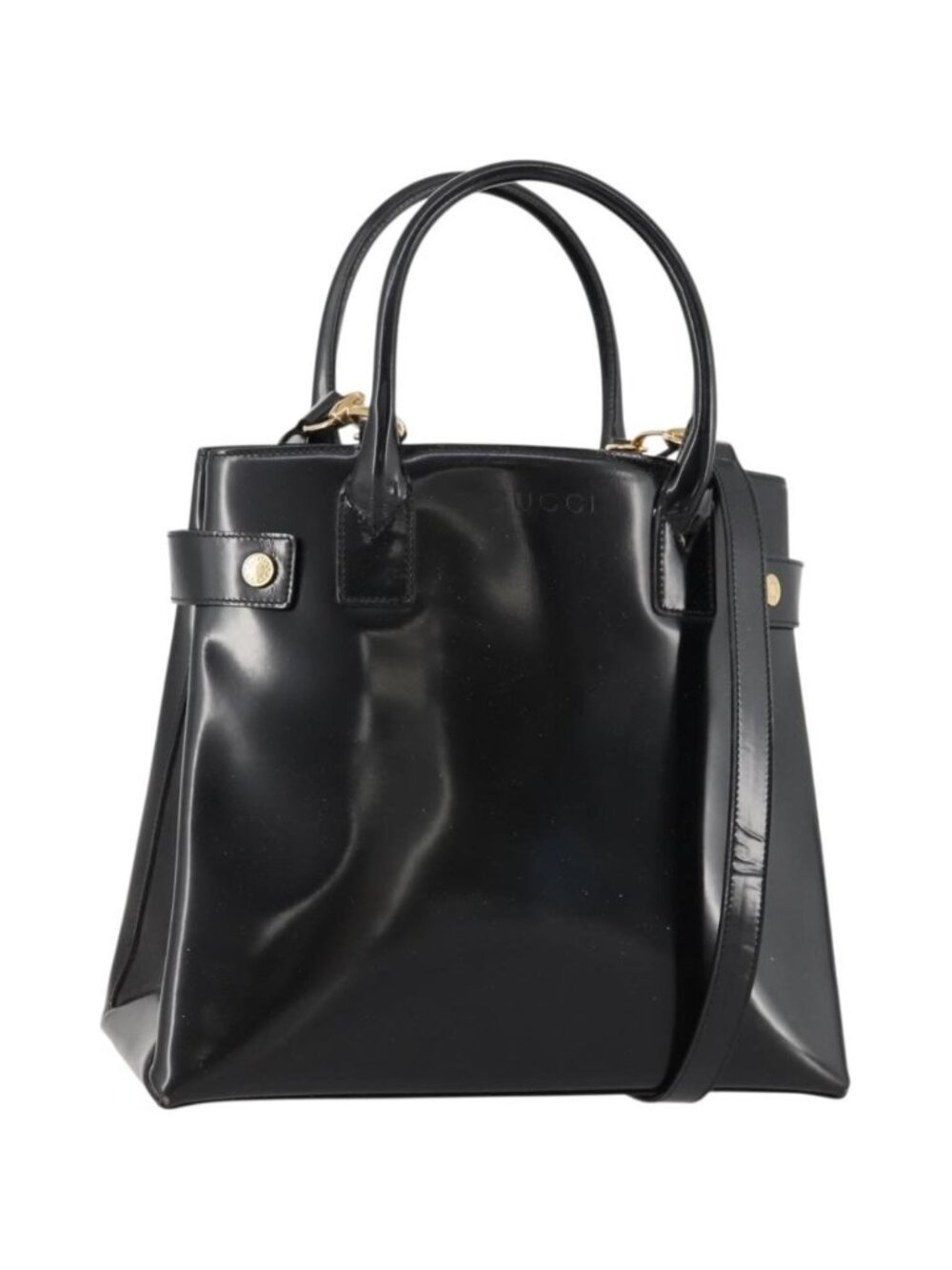 GUCCI Tote Bag Patent leather 2way Black Gold 000 1669 0503